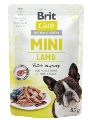 Brit Care Dog Mini Lamb Fillets In Gravy - вологий корм з ягням та зеленню у соусі для дорослих собак малих та мініатюрних порід