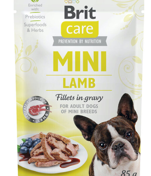 Brit Care Dog Mini Lamb Fillets In Gravy - вологий корм з ягням та зеленню у соусі для дорослих собак малих та мініатюрних порід
