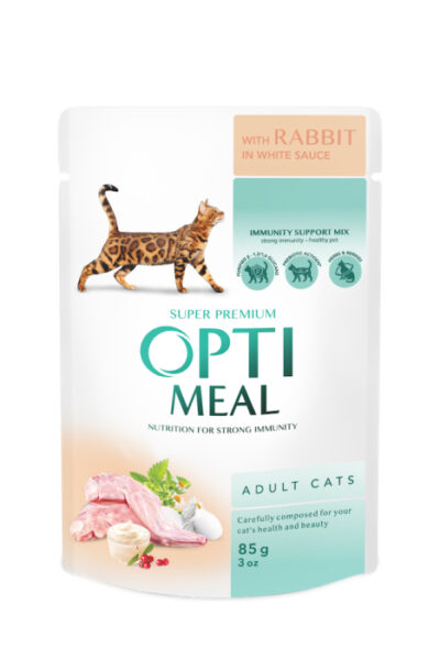 Optimeal Adult Cats Rabbit white sauce - вологий корм з кроликом у білому соусі для дорослих котів
