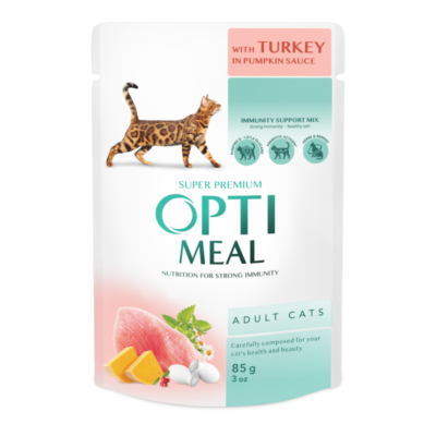 Optimeal Adult Cats Turkey Pumpkin sause - вологий корм з індичкою в гарбузовому соусі для дорослих котів