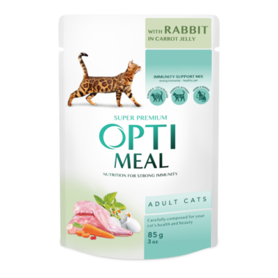 Optimeal Adult Cats Rabbit Carrot jelly - вологий корм з кроликом у морквяному желе для дорослих котів