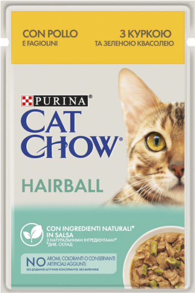 Cat Chow Hairball З куркою та зеленою квасолею для котів