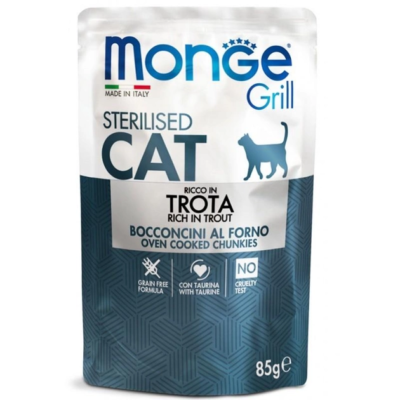 Monge Cat Sterilized Grill Adult Trout – вологий корм із фореллю для дорослих стерилізованих котів (шматочки в желе)