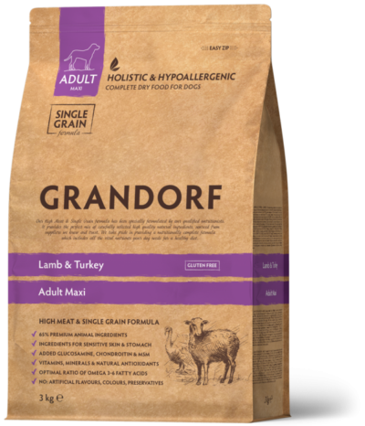 Grandorf Lamb & Turkey Adult Maxi - сухий корм з м'ясом ягняти та індички для собак великих порід, віком старше 1 року