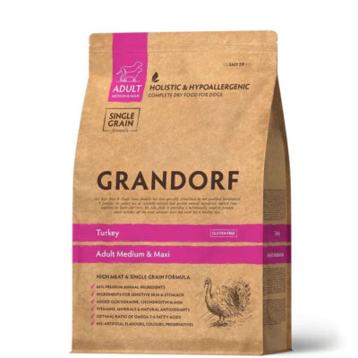 Grandorf Turkey Adult Medium & Maxi - сухий комплексний корм для дорослих собак з індичкою від 1 року