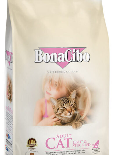 BonaCibo Adult Cat Light & Sterilized Сухий корм супер преміум класу з м'ясом курки, анчоусами та рисом для дорослих стерилізованих котів та котів із зайвою вагою