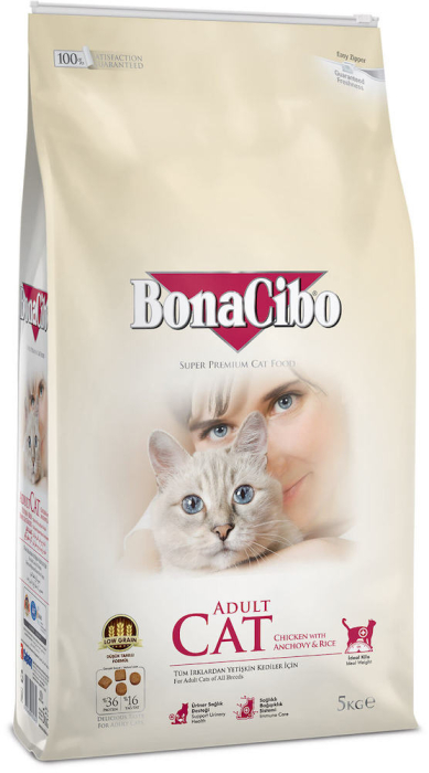 BonaCibo Adult Cat Chicken & Rice with Anchovy Сухий корм супер преміум класу з м'ясом курки, анчоусами та рисом для дорослих котів всіх порід