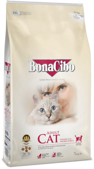 BonaCibo Adult Cat Chicken & Rice with Anchovy Сухий корм супер преміум класу з м'ясом курки, анчоусами та рисом для дорослих котів всіх порід