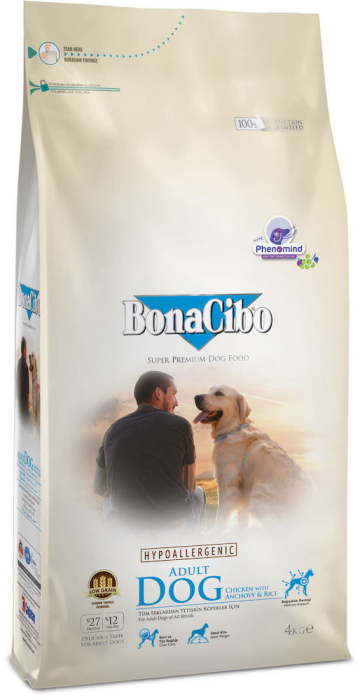 BonaCibo Adult Dog Chicken & Rice with Anchovy Сухий корм супер преміум класу з м'ясом курки, анчоусами та рисом для дорослих собак всіх порід